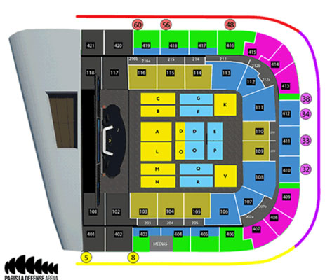 Plan de la salle Paris La Défense Arena à Nanterre